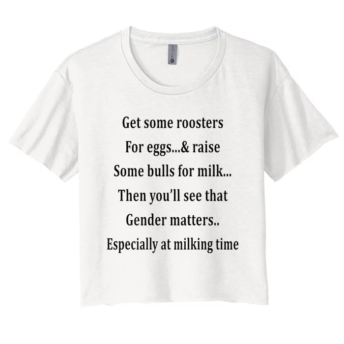 Get Some Roosters For Eggs & Raise Some Bull Women's Crop Top Tee