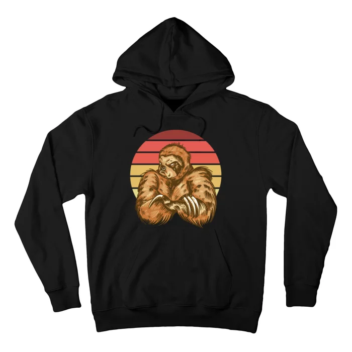 Grumpy Sloth Retro Sunset Hoodie