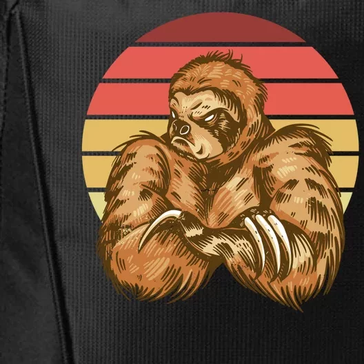 Grumpy Sloth Retro Sunset City Backpack