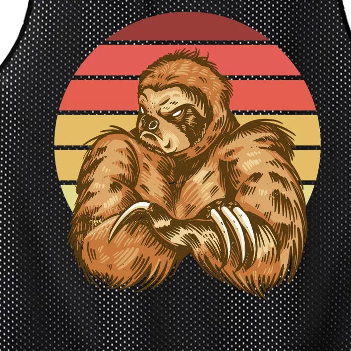 Grumpy Sloth Retro Sunset Mesh Reversible Basketball Jersey Tank