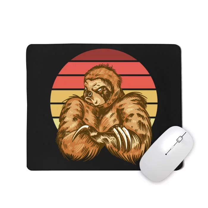 Grumpy Sloth Retro Sunset Mousepad