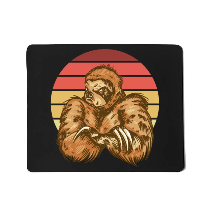 Grumpy Sloth Retro Sunset Mousepad