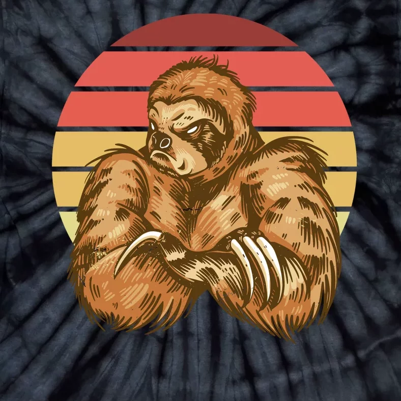 Grumpy Sloth Retro Sunset Tie-Dye T-Shirt