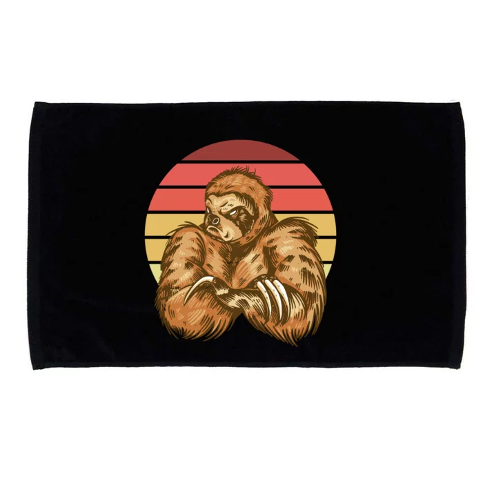 Grumpy Sloth Retro Sunset Microfiber Hand Towel