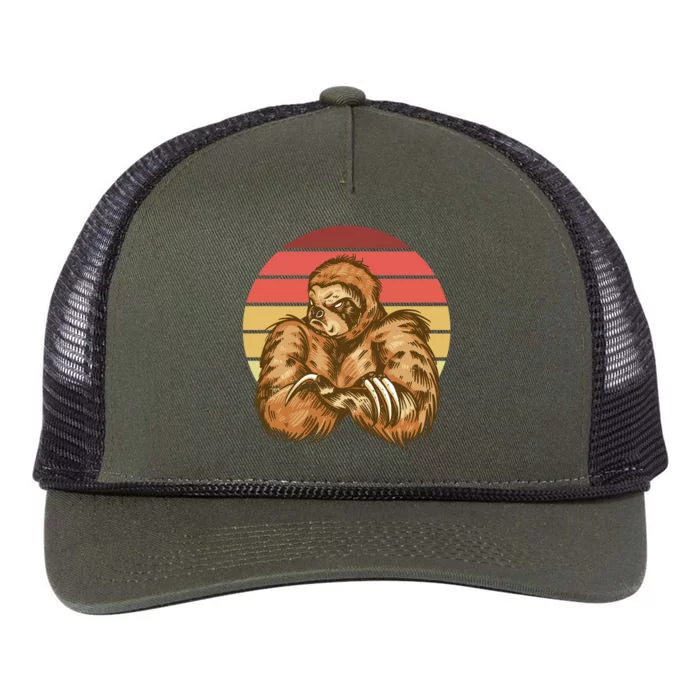 Grumpy Sloth Retro Sunset Retro Rope Trucker Hat Cap