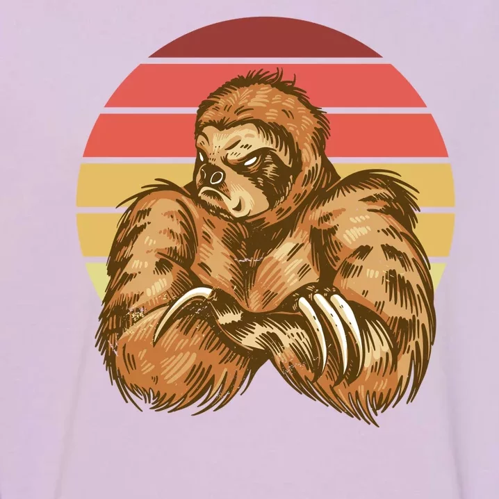 Grumpy Sloth Retro Sunset Garment-Dyed Sweatshirt