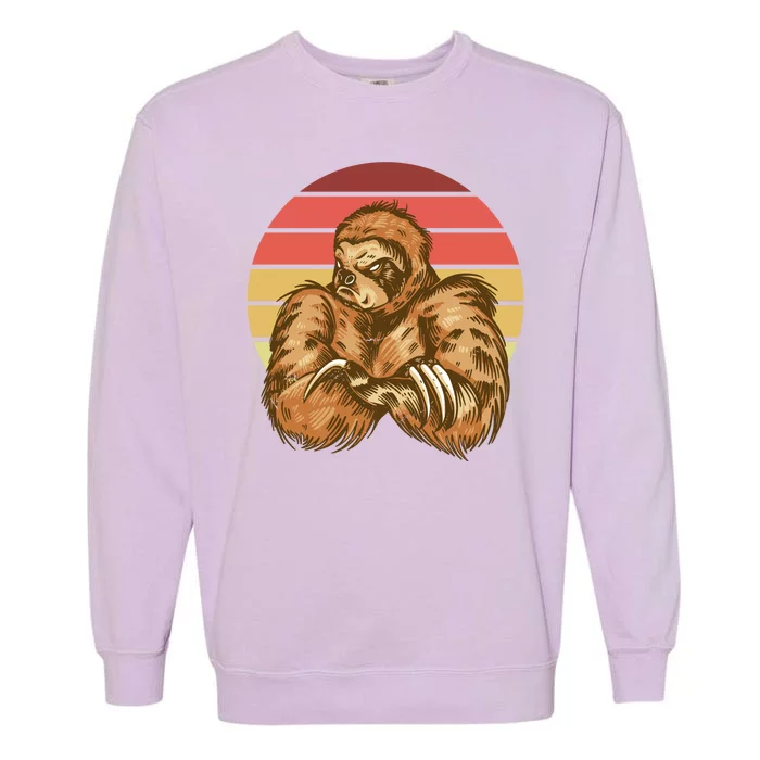 Grumpy Sloth Retro Sunset Garment-Dyed Sweatshirt