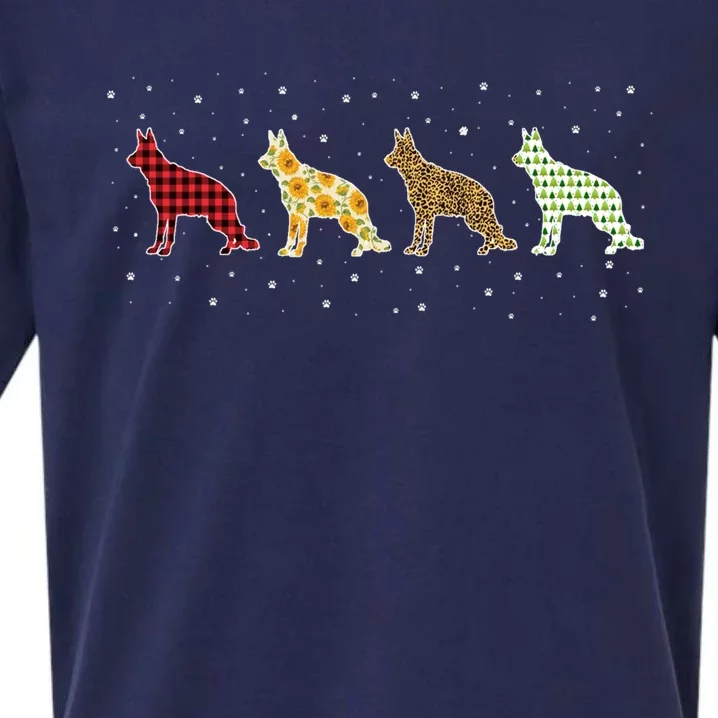 Ger Shepherd Red Plaid Christmas Leopart Xmas Dog Great Gift Sueded Cloud Jersey T-Shirt