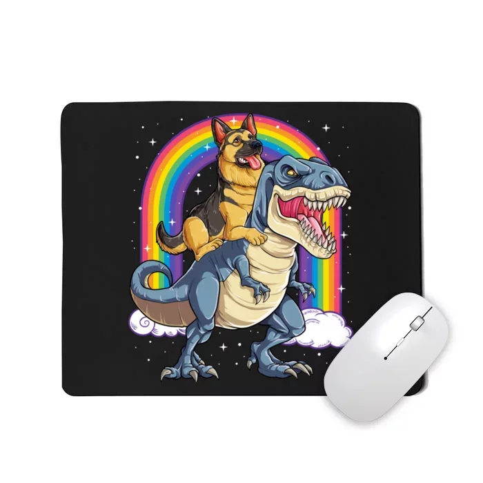 German Shepherd Riding Dinosaur T Rex Mousepad