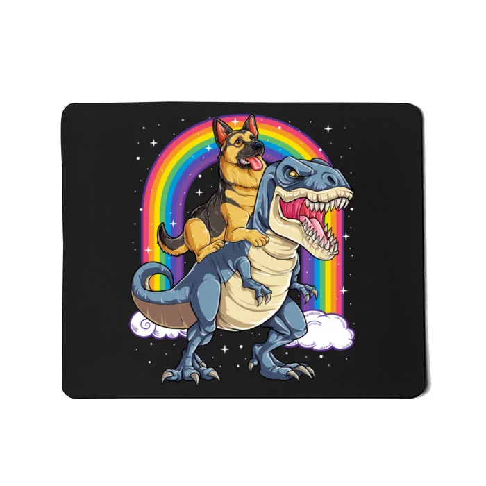 German Shepherd Riding Dinosaur T Rex Mousepad