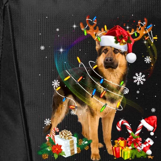 Ger Shepherd Reindeer Christmas Lights Xmas Dog Christmas Funny Gift City Backpack