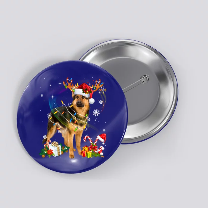 Ger Shepherd Reindeer Christmas Lights Xmas Dog Christmas Funny Gift Button