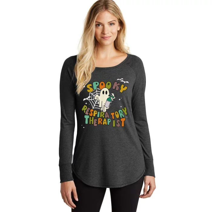 Groovy Spooky Respiratory Therapist Ghost Retro Halloween Women's Perfect Tri Tunic Long Sleeve Shirt