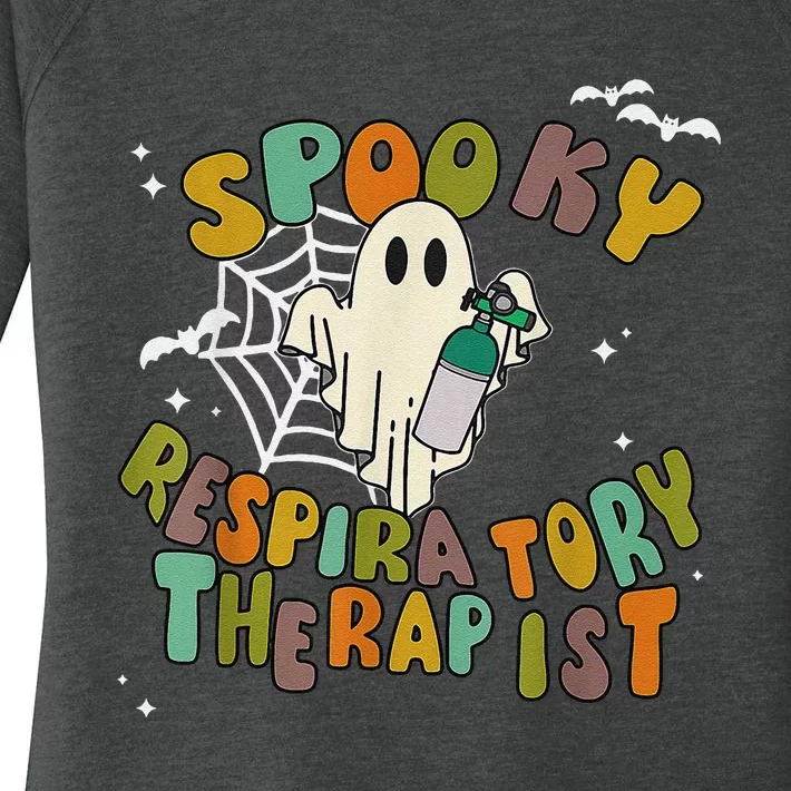 Groovy Spooky Respiratory Therapist Ghost Retro Halloween Women's Perfect Tri Tunic Long Sleeve Shirt