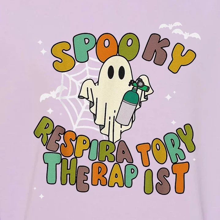 Groovy Spooky Respiratory Therapist Ghost Retro Halloween Garment-Dyed Sweatshirt