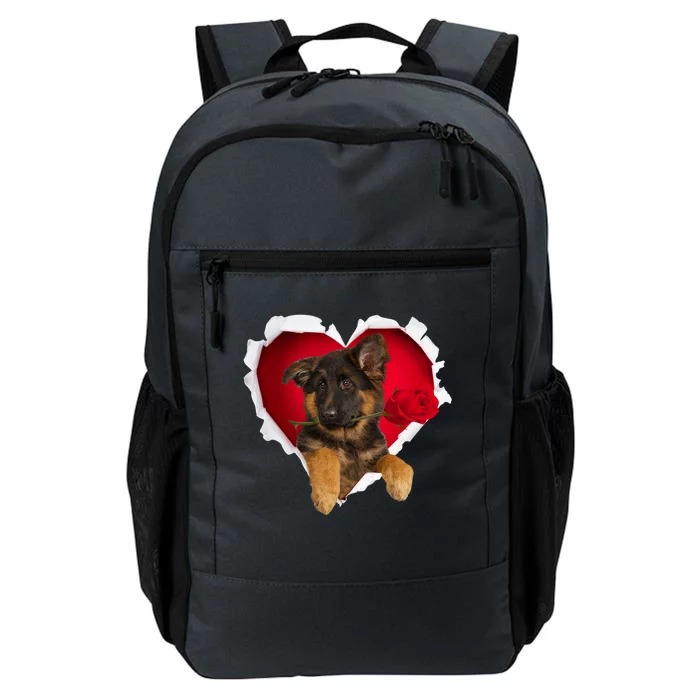 Ger Shepherd Rose Heart Valentines Day Couple Great Gift Daily Commute Backpack