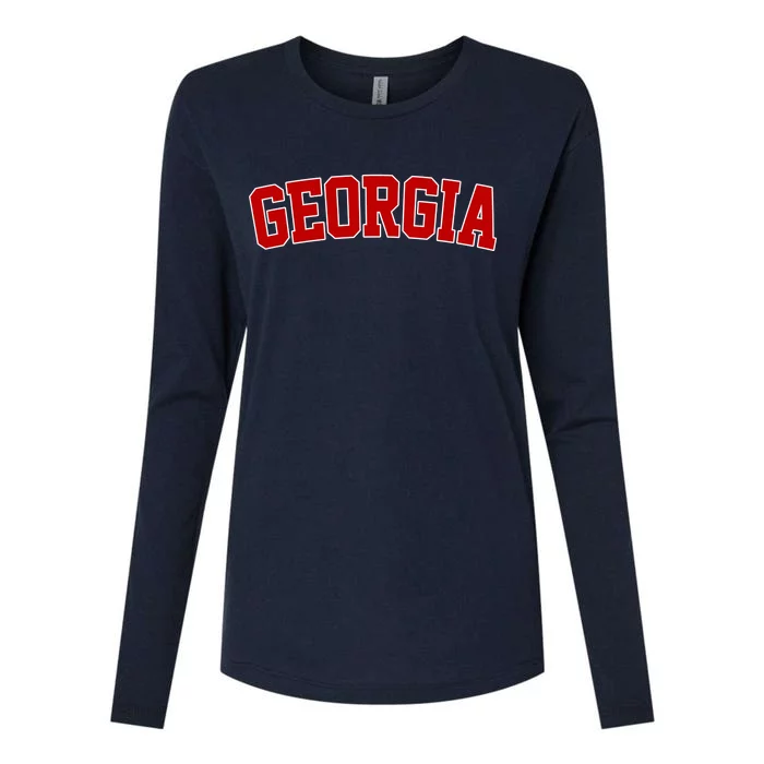 Georgia State Retro Womens Cotton Relaxed Long Sleeve T-Shirt