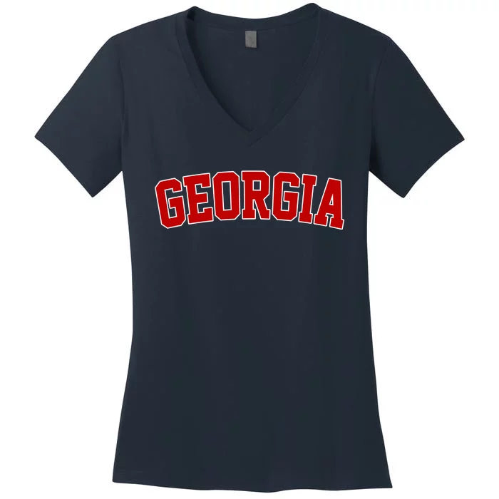 Georgia State Retro Women's V-Neck T-Shirt