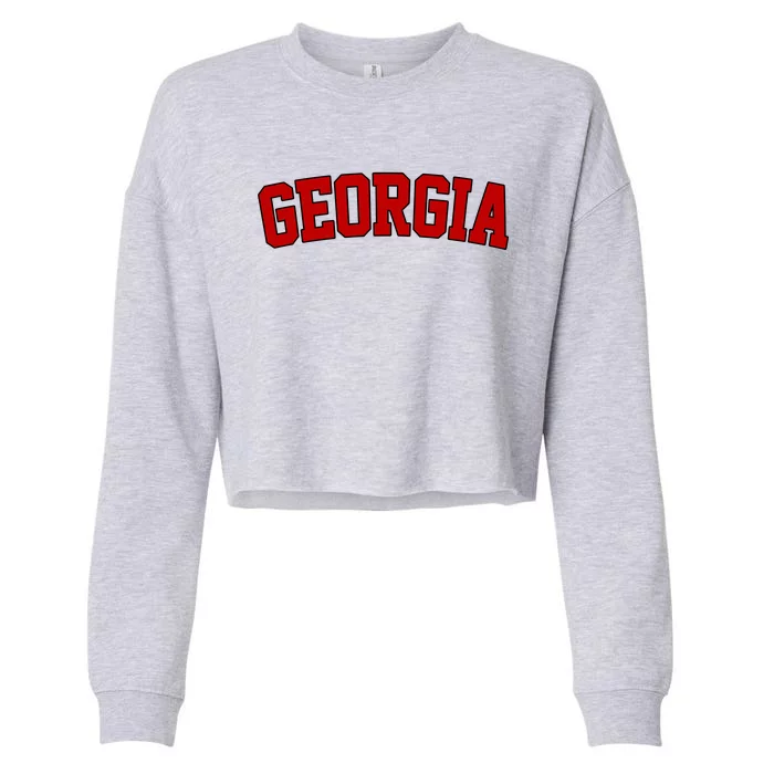 Georgia State Retro Cropped Pullover Crew