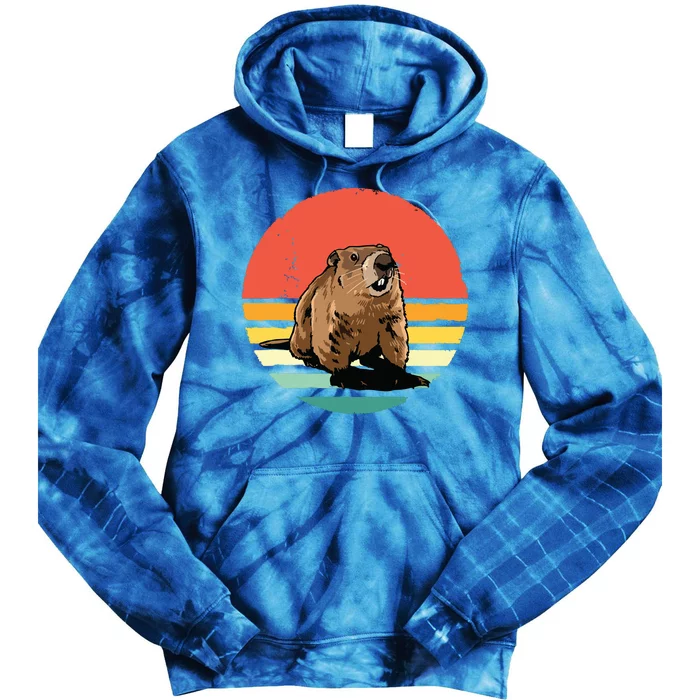 Groundhog Shirts Retro Style Rodent Animal Groundhogs Day Tie Dye Hoodie