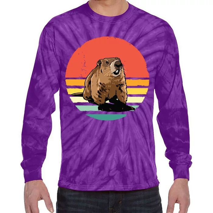 Groundhog Shirts Retro Style Rodent Animal Groundhogs Day Tie-Dye Long Sleeve Shirt