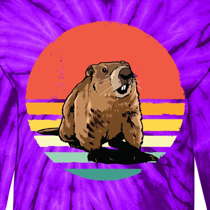 Groundhog Shirts Retro Style Rodent Animal Groundhogs Day Tie-Dye Long Sleeve Shirt