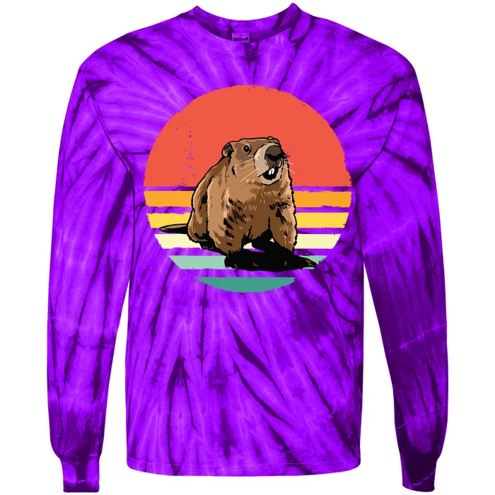 Groundhog Shirts Retro Style Rodent Animal Groundhogs Day Tie-Dye Long Sleeve Shirt