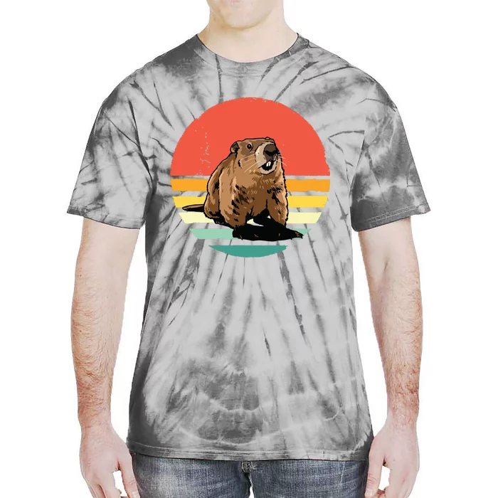 Groundhog Shirts Retro Style Rodent Animal Groundhogs Day Tie-Dye T-Shirt