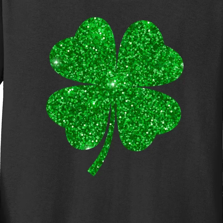 Glitter Shamrock St Patrick's Day Kids Long Sleeve Shirt