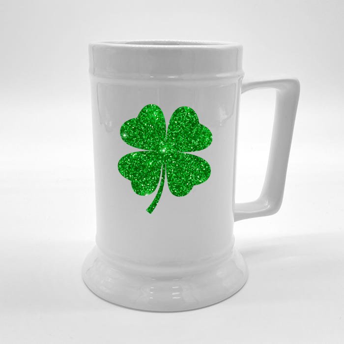 Glitter Shamrock St Patrick's Day Front & Back Beer Stein