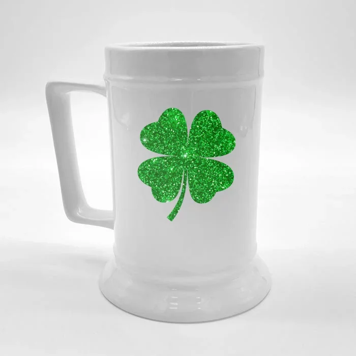 Glitter Shamrock St Patrick's Day Front & Back Beer Stein