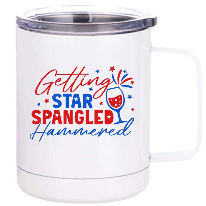 Getting Star Spangled Hammered 4th Of July America Gift Front & Back 12oz Stainless Steel Tumbler Cup