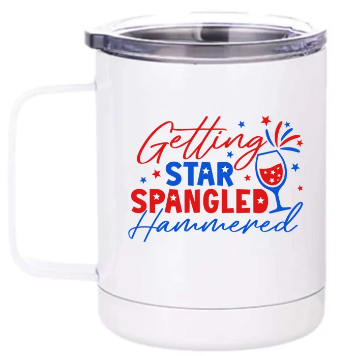 Getting Star Spangled Hammered 4th Of July America Gift Front & Back 12oz Stainless Steel Tumbler Cup