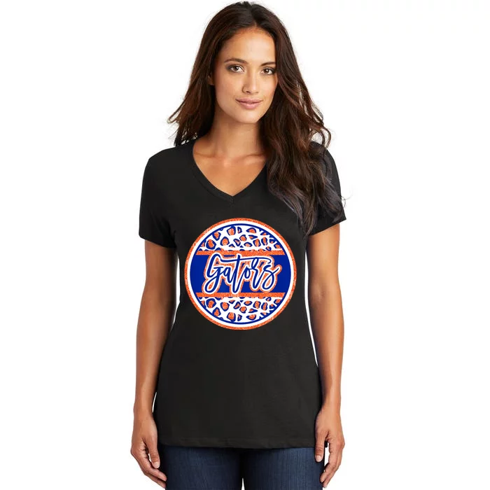 Gators School Sports Fan Team Spirit Mascot Heart Women's V-Neck T-Shirt