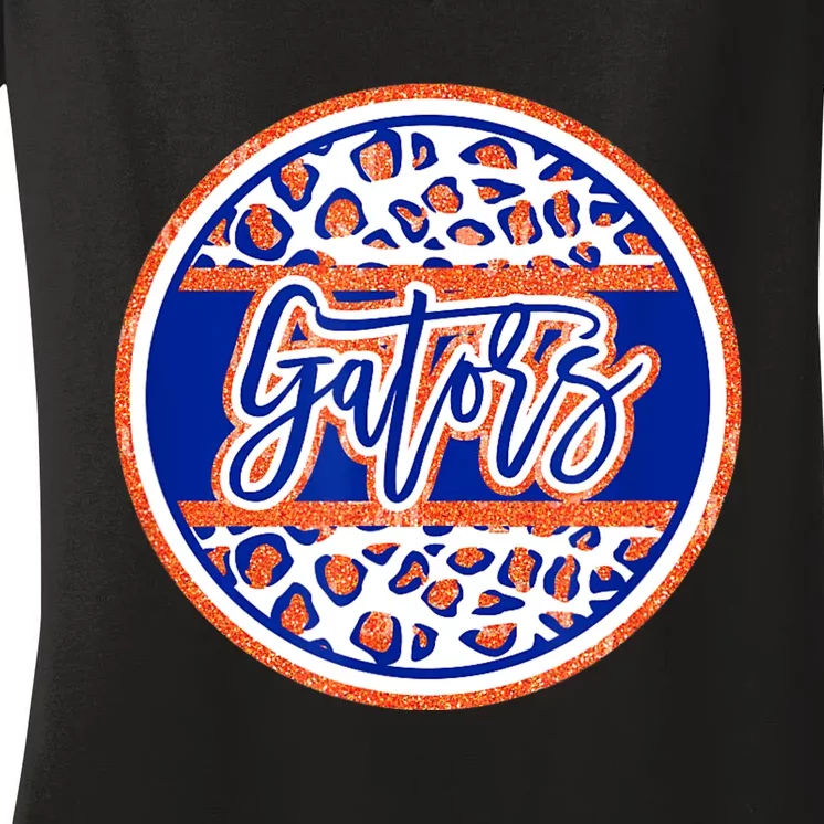 Gators School Sports Fan Team Spirit Mascot Heart Women's V-Neck T-Shirt