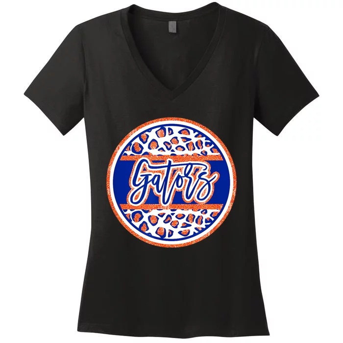 Gators School Sports Fan Team Spirit Mascot Heart Women's V-Neck T-Shirt