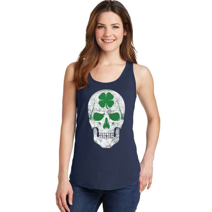 Green Shamrock Skull Irish Ireland ST PATRICKS DAY Gift Ladies Essential Tank