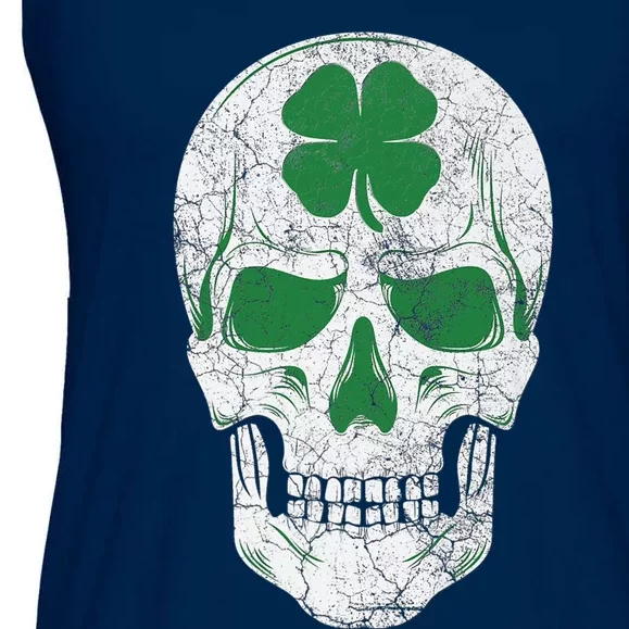 Green Shamrock Skull Irish Ireland ST PATRICKS DAY Gift Ladies Essential Flowy Tank