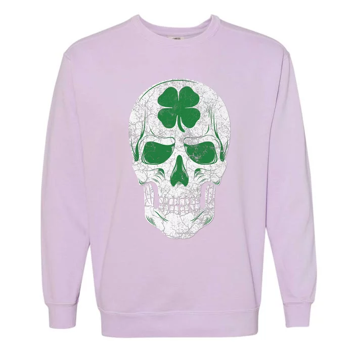 Green Shamrock Skull Irish Ireland ST PATRICKS DAY Gift Garment-Dyed Sweatshirt