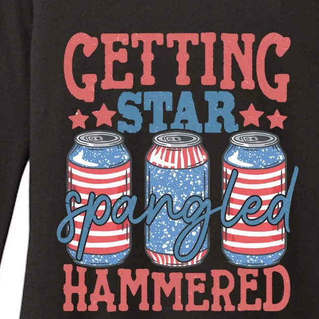 Getting Star Spangled Hammered 4th Of July Retro Style Beer Gift Womens CVC Long Sleeve Shirt