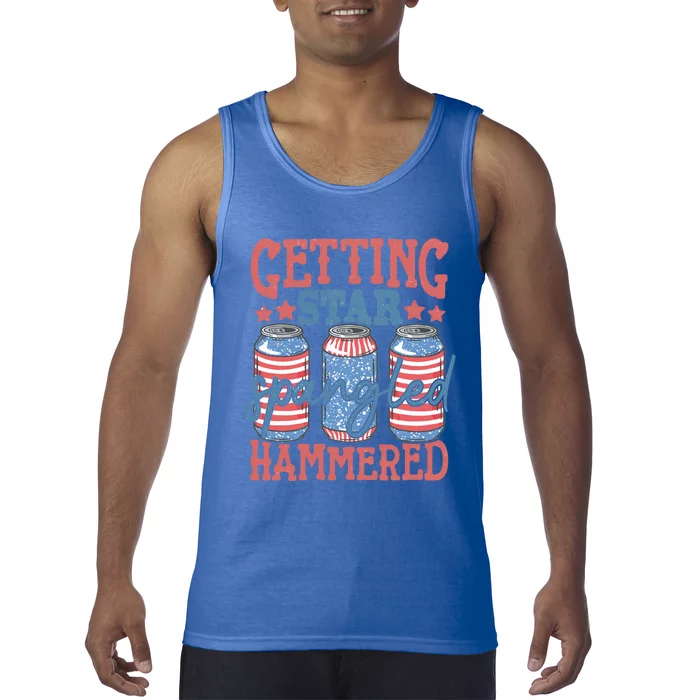 Getting Star Spangled Hammered 4th Of July Retro Style Beer Gift Tank Top