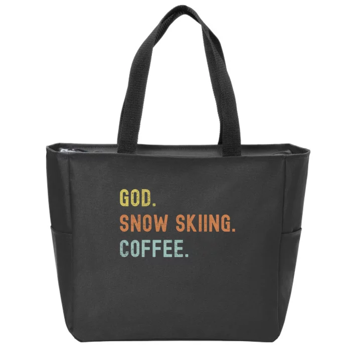 God Snow Skiing Coffee Gift For Skiers Funny Skiing Zip Tote Bag