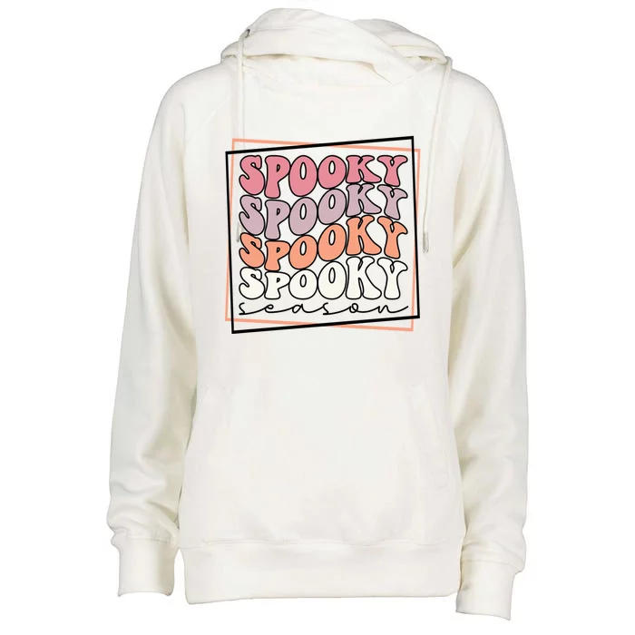 Groovy Spooky Season Retro Spooky Vibes Halloween Gift Womens Funnel Neck Pullover Hood