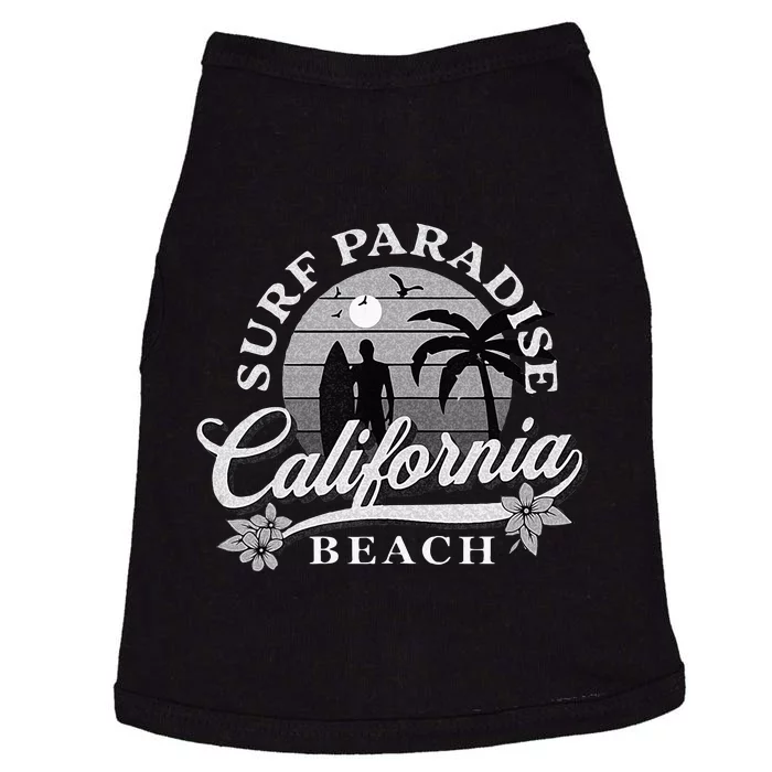 Grey Scale Surfing Design Surf Paradise At California Beach Doggie Tank