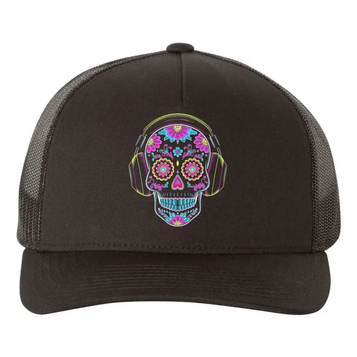 Gamer Sugar Skull Dia De Los Muertos Gaming Day Of The Dead Yupoong Adult 5-Panel Trucker Hat