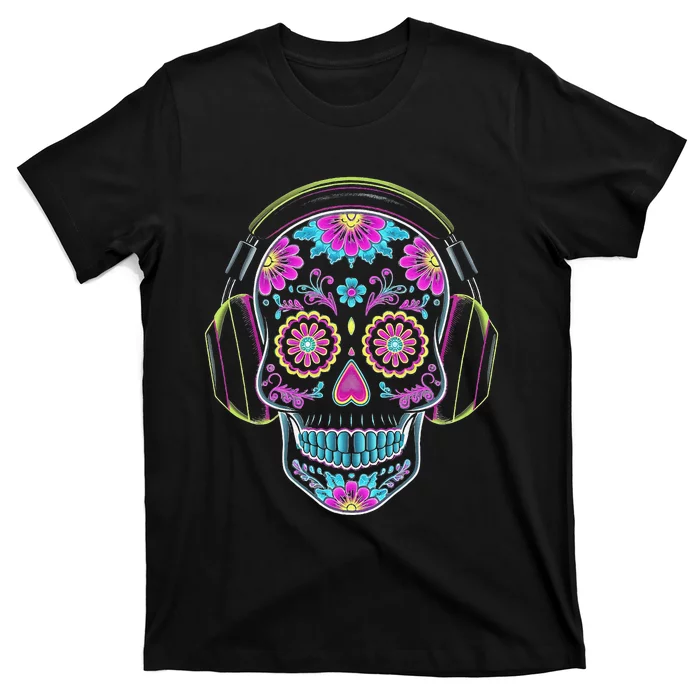 Gamer Sugar Skull Dia De Los Muertos Gaming Day Of The Dead T-Shirt