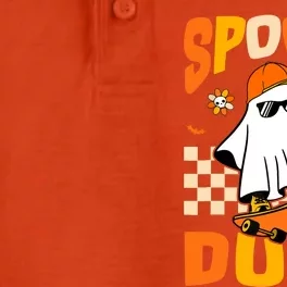 Ghost Skateboard Spooky Dude Groovy Halloween Boo Boy Dry Zone Grid Performance Polo