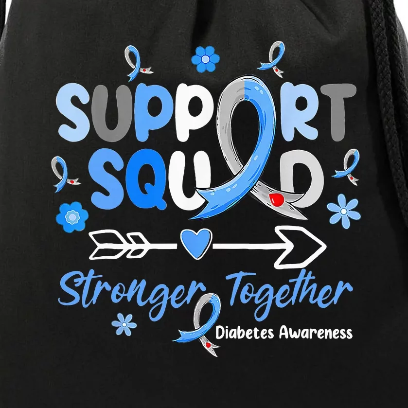 Groovy Support Squad Blue Ribbon Diabetes Awareness Drawstring Bag