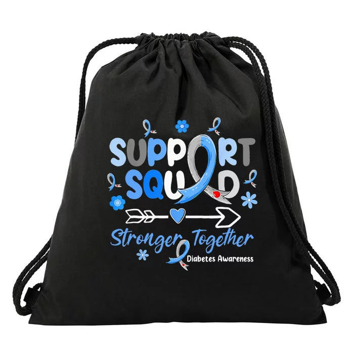 Groovy Support Squad Blue Ribbon Diabetes Awareness Drawstring Bag