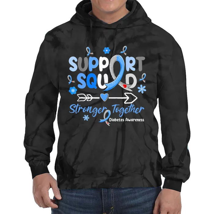 Groovy Support Squad Blue Ribbon Diabetes Awareness Tie Dye Hoodie